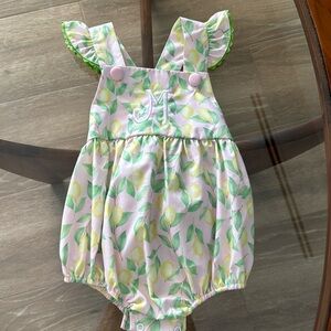 Baby girl initial M lemon romper
